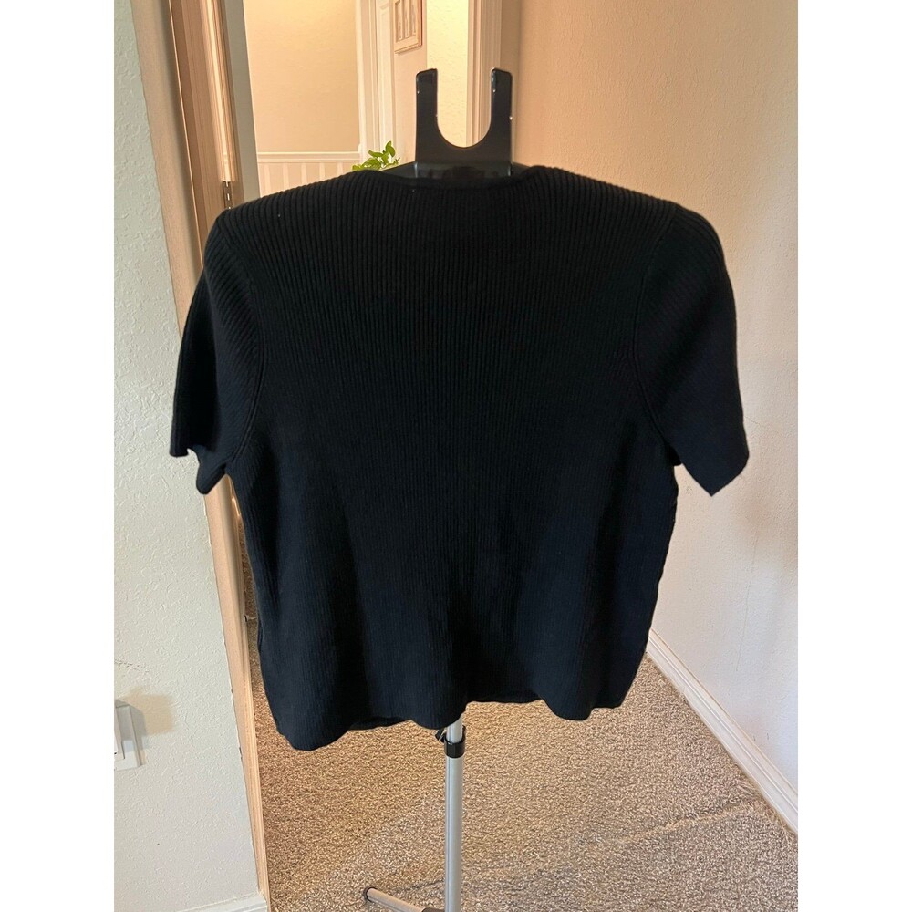 Abercrombie & Fitch Short Sleeve Tie-Front Black Cardigan Women’s Size Large - Picture 6 of 12